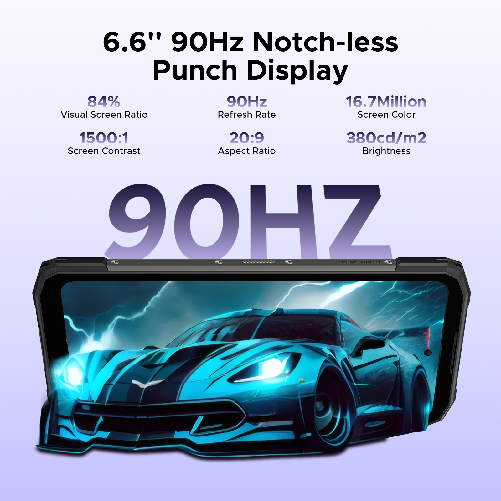 DOOGEE Blade 20 Smartphone Rugged, Android 15, Grande Batterie 10300 mAh, Écran IPS HD+ 6,6'' 90 Hz, 20 Go RAM + 128 Go ROM, Caméra IA 16 MP, Triple Emplacement pour Cartes, Version Débloquée Double SIM, NFC