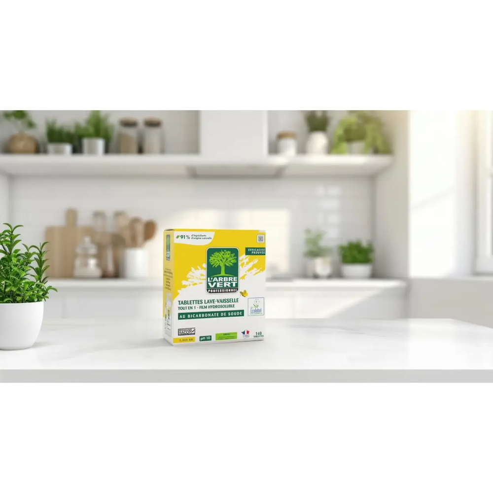 L'Arbre Vert Tablettes Lave-Vaisselle Tout-en-Un Écolabel Sans Phosphate Citron 2 x 140 Tablettes (= 280 Tablettes)