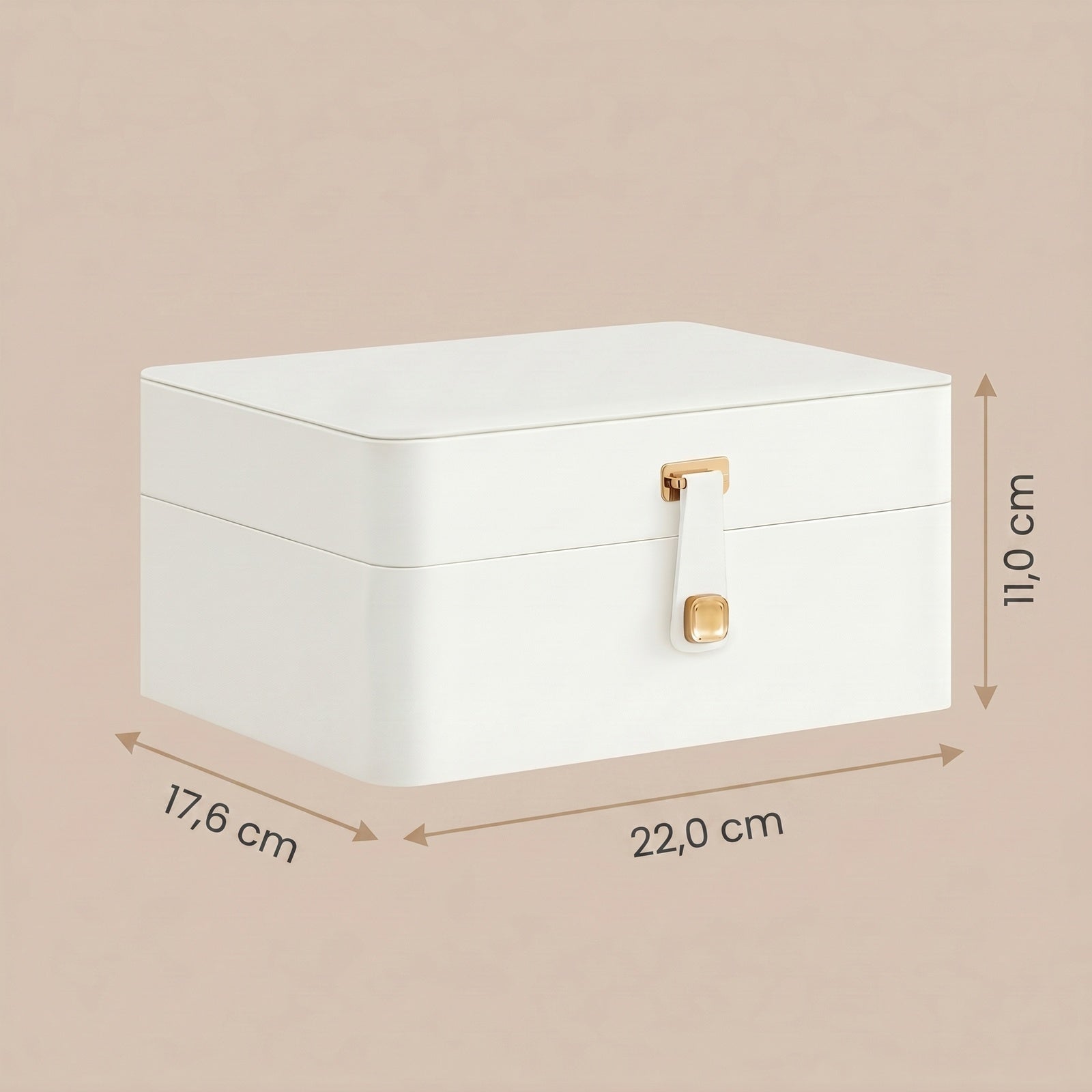 JOYFURNOS Boîte à bijoux à 2 niveaux avec miroir, plateau amovible, organiseur de colliers et boucles d’oreilles - Blanc