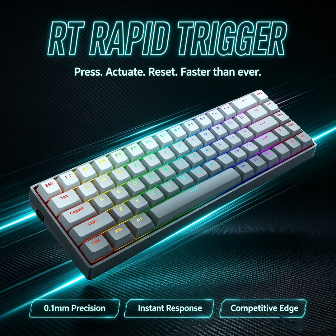 Redragon M68 Clavier de jeu mécanique à commutateurs magnétiques avec plaque supérieure en métal