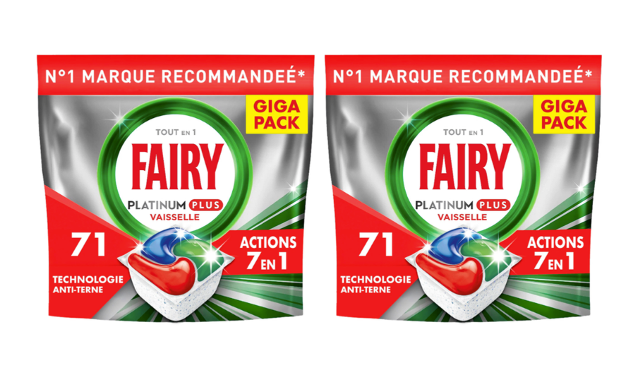 Fairy Capsules Lave-vaisselle Platinum+ Original, 142 capsules (2 x 71)
