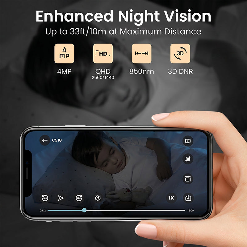 ZOSI Caméra de sécurité intérieure Wi‑Fi 4 MP, caméra pour animaux/babyphone, suivi automatique des personnes et des animaux, surveillance 360° avec application, audio bidirectionnel