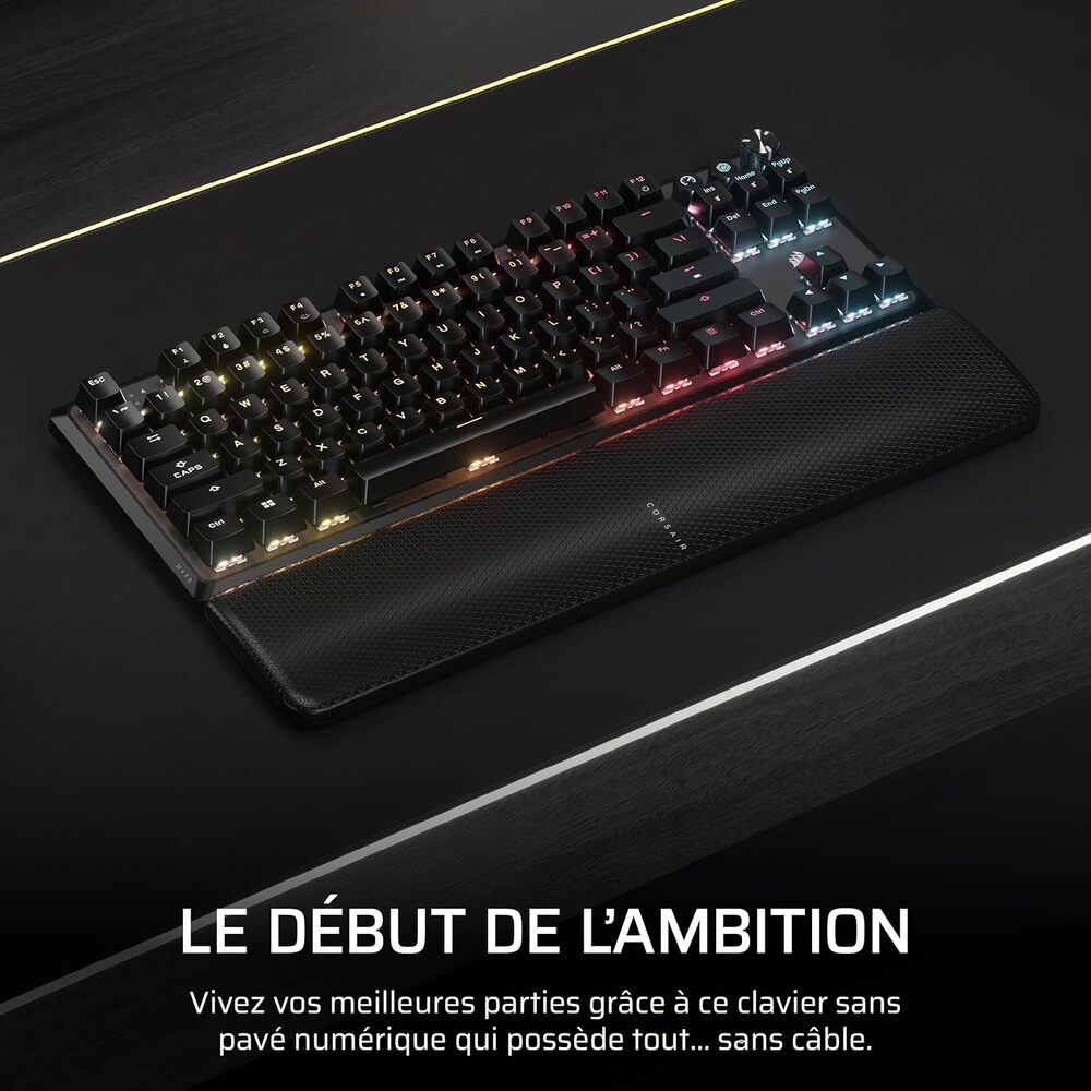 CORSAIR K70 CORE Clavier Gaming Mécanique (MLX Red) sans fil RGB TKL - AZERTY - Noir