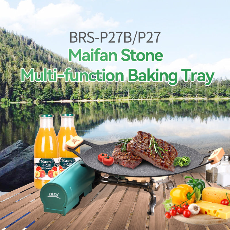BRS P27 Poêle à griller multifonction camping extérieur avec anneau antidérapant 34 cm de diamètre