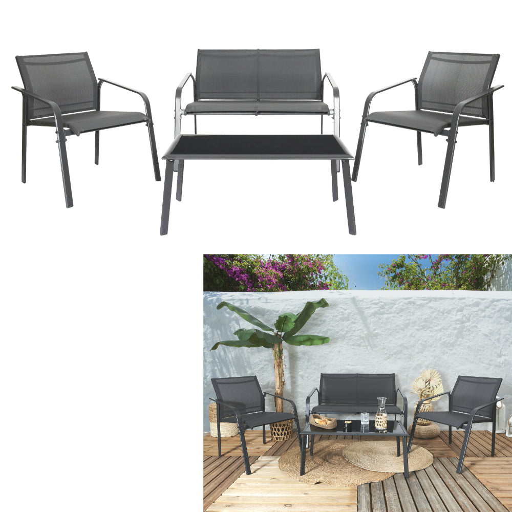 HOME DECO FACTORY Salon de jardin Naxos gris M2