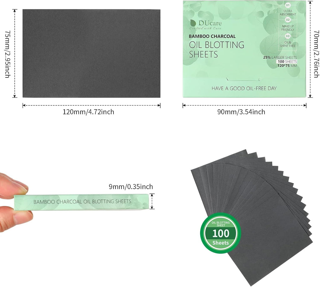 DUcare Feuilles absorbantes pour le sébum du visage, 100 feuilles