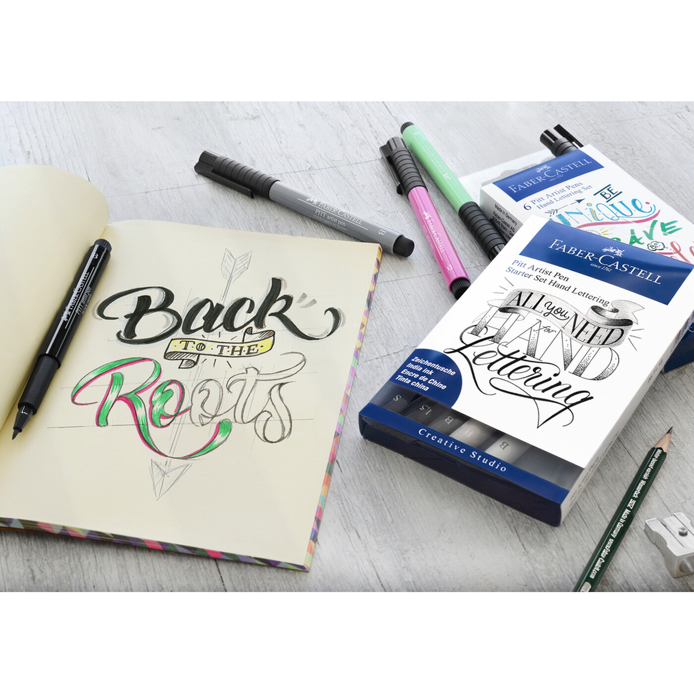 Faber-Castell Lot de 8 feutres Pitt Artist à l'encre de Chine pour calligraphie