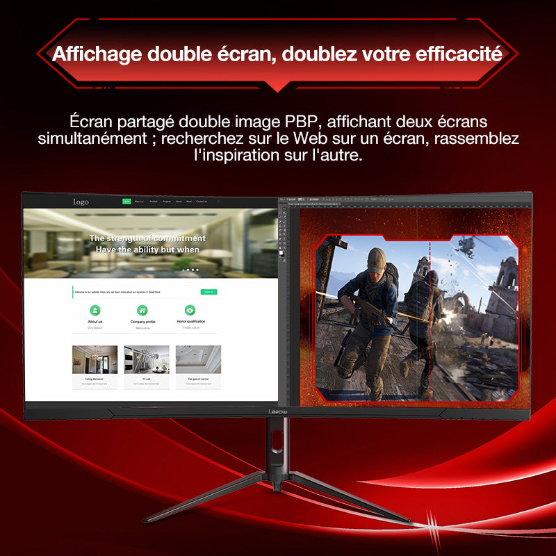 Lepow Moniteur de jeu incurvé ultra-large 34" avec taux de rafraîchissement de 165 Hz et résolution 3440 × 1440