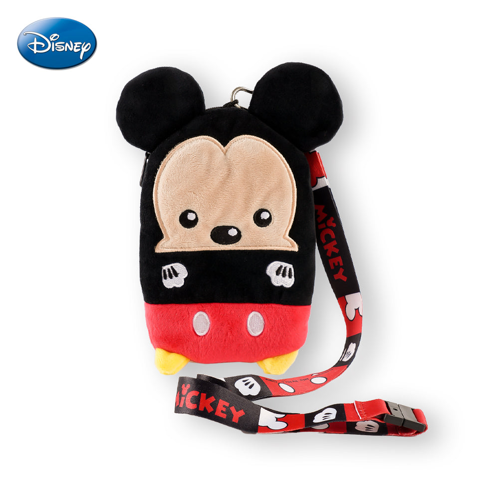 Disney 1 pièce Pochette tour de cou en peluche Mickey Mouse, sous licence officielle, dessin animé mignon, films d’animation, produit dérivé en peluche douce