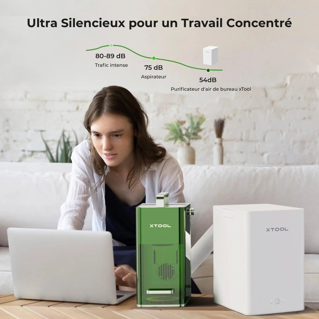 Purificateur d'air de bureau xTool F2, extracteur de fumée avec filtration à 3 niveaux, HEPA portable, pour graveur laser xTool F2 uniquement