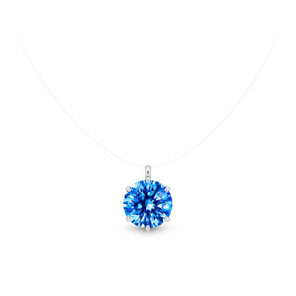 VoxorAI – Halskette mit Saphiranhänger. Elegantes Design, edle Materialien. Farbiger Zirkon – „Träne der Meerjungfrau“. Halskette für den Schlüsselbeinbereich.