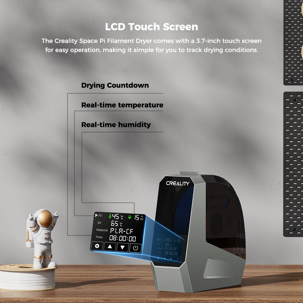 CREALITY Space PI Boîte de séchage pour filaments d'imprimante 3D avec chauffage à air chaud PTC 360° de 110 W et boîte de stockage et de déshydratation de filaments améliorée