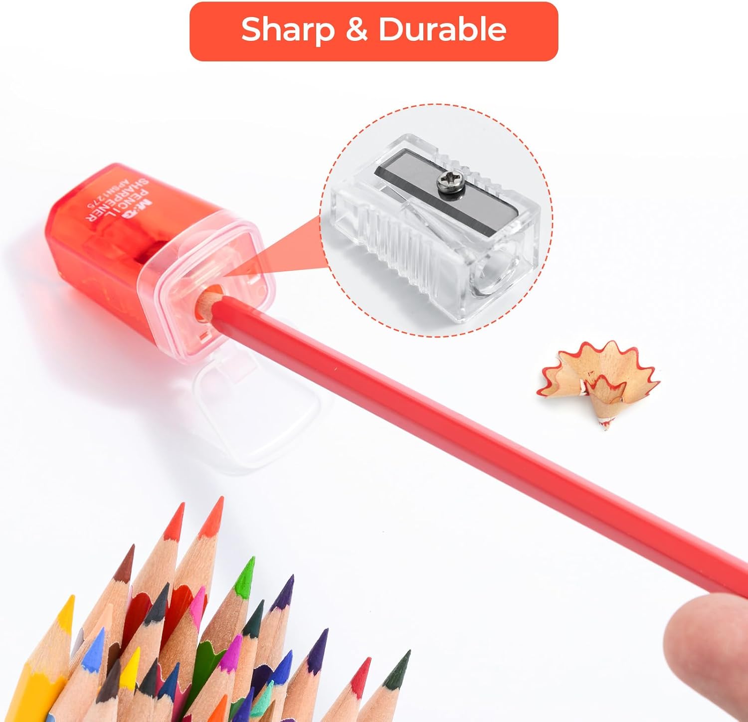 M&G Lot de 4 taille-crayons manuels à 1 trou avec couvercle, taille-crayons compacts portables pour crayons de couleur, fournitures scolaires et de bureau