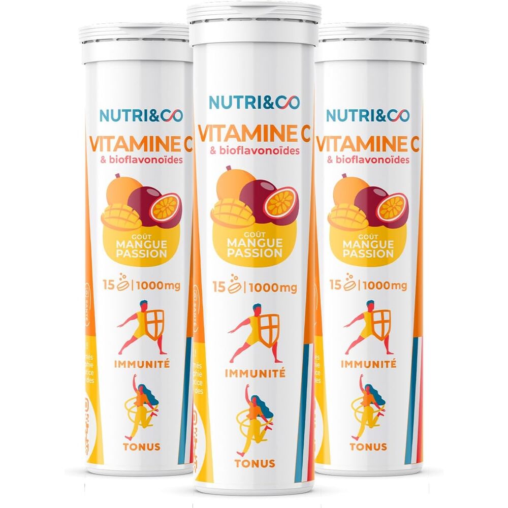 Nutri&Co Vitamine C - goût Mangue - 15 Comprimés Effervescents (Lot de 3)