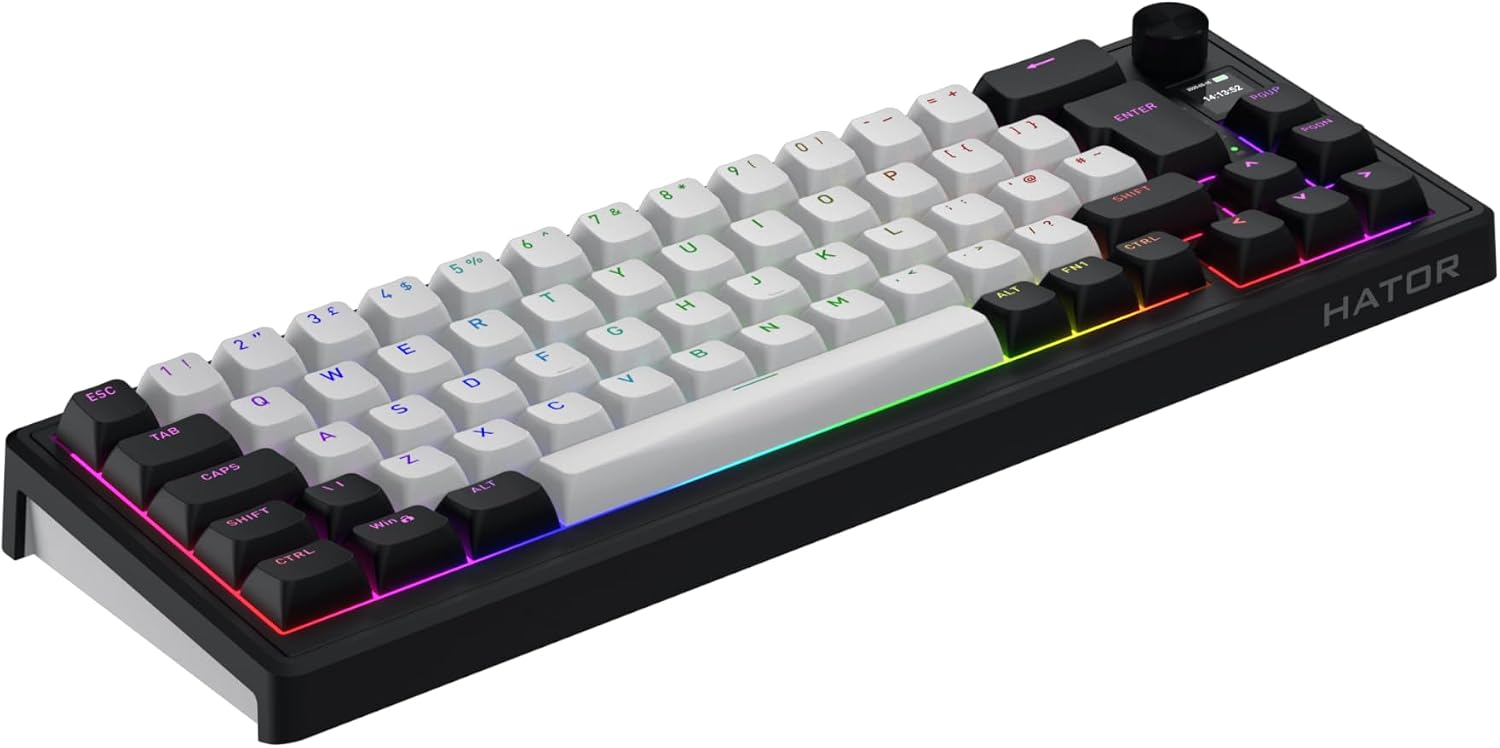 Hator Clavier Gamer sans fil magnétique Skyfall 65 Mag Ultima 8K TKL RGB - Noir