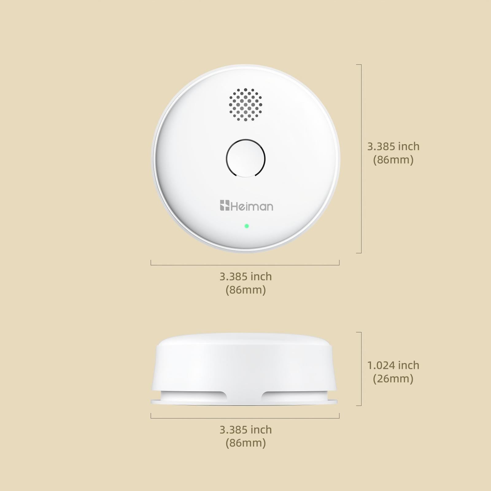 Heiman Détecteur de fumée radio sans fil, max. 40 alarmes de fumée interconnectables, 85 dB, batterie 10 ans, EN14604, avec bouton silence - Modèle 2SA - Lot de 2