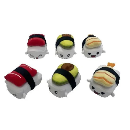 WT&T Coussin Kawaii + 6 mini peluches sushis