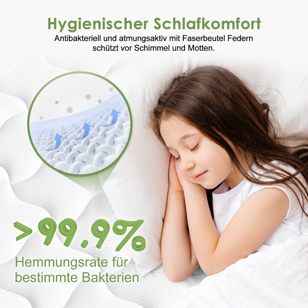 GTIMEX Matelas à ressorts ensachés 7 zones, ergonomique, H3, respirant, hauteur 28 cm, 9 couches de confort, charge maximale 150 kg, soutien orthopédique