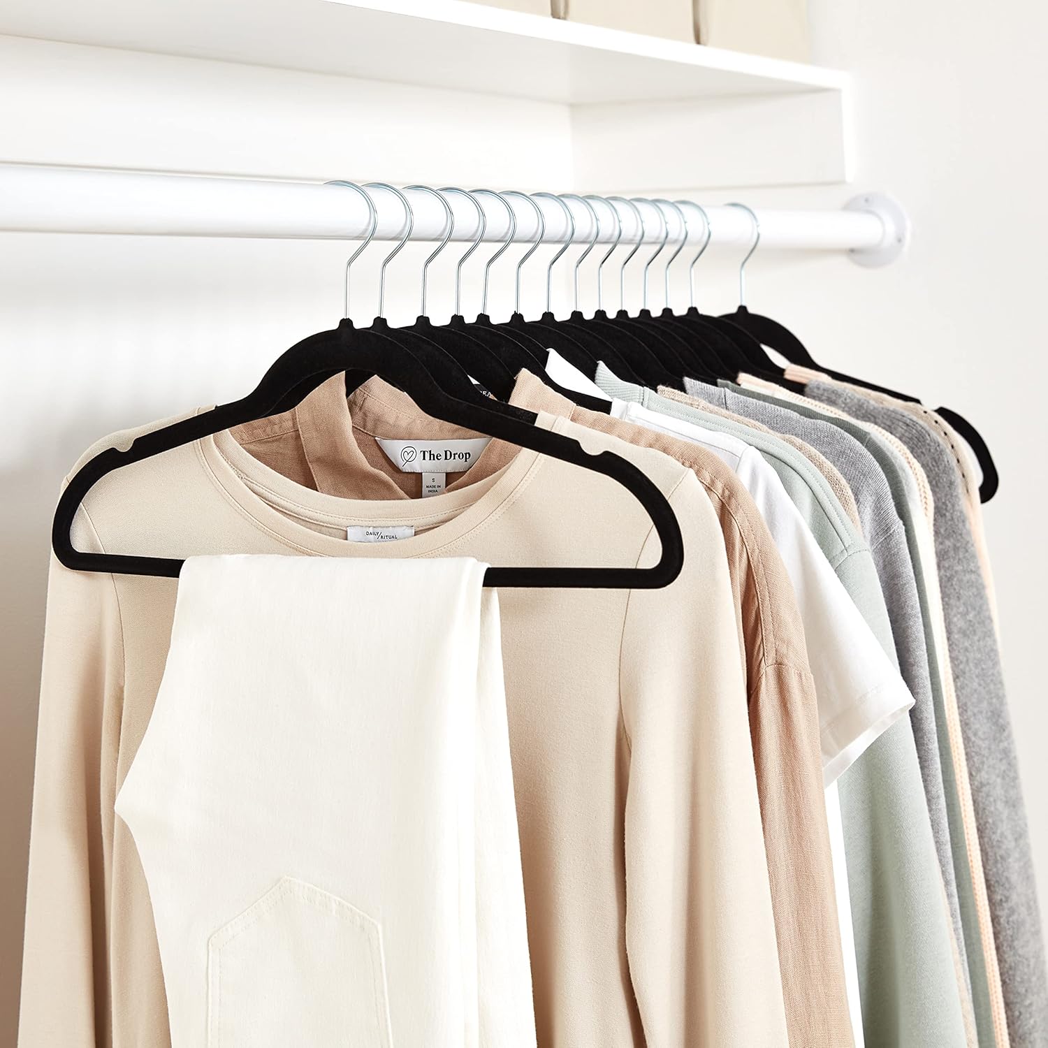 ANQI Lot de 50 cintres à vêtements antidérapants - Noir