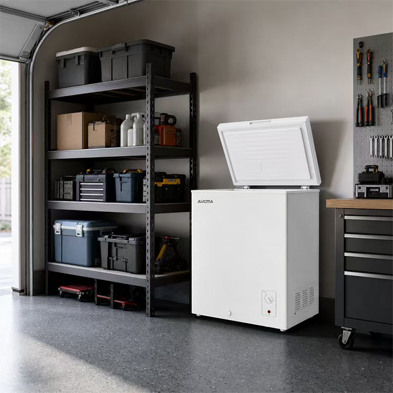 AUCMA 141 L Congélateur Coffre Convertible, Réfrigérateur & Congélateur Réversible, Mini Congélateur Profond Ouverture par le Haut, Classe Énergétique E, Fonctionnement Silencieux, Thermostat à 7 Niveaux, Panier Amovible & Tuyau de Dégivrage, Convien