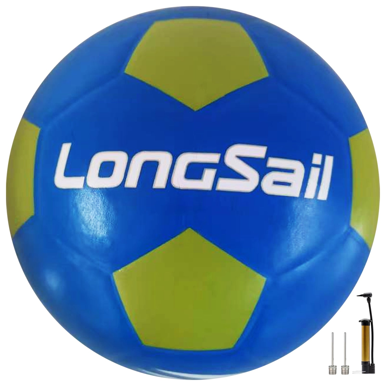 LONGSAIL Ballon de football en caoutchouc haute qualité bleu/vert - Taille 3