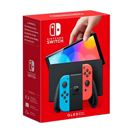Nintendo Switch (modèle OLED) avec paire de Joy-Con bleu néon / rouge néon - Version EU