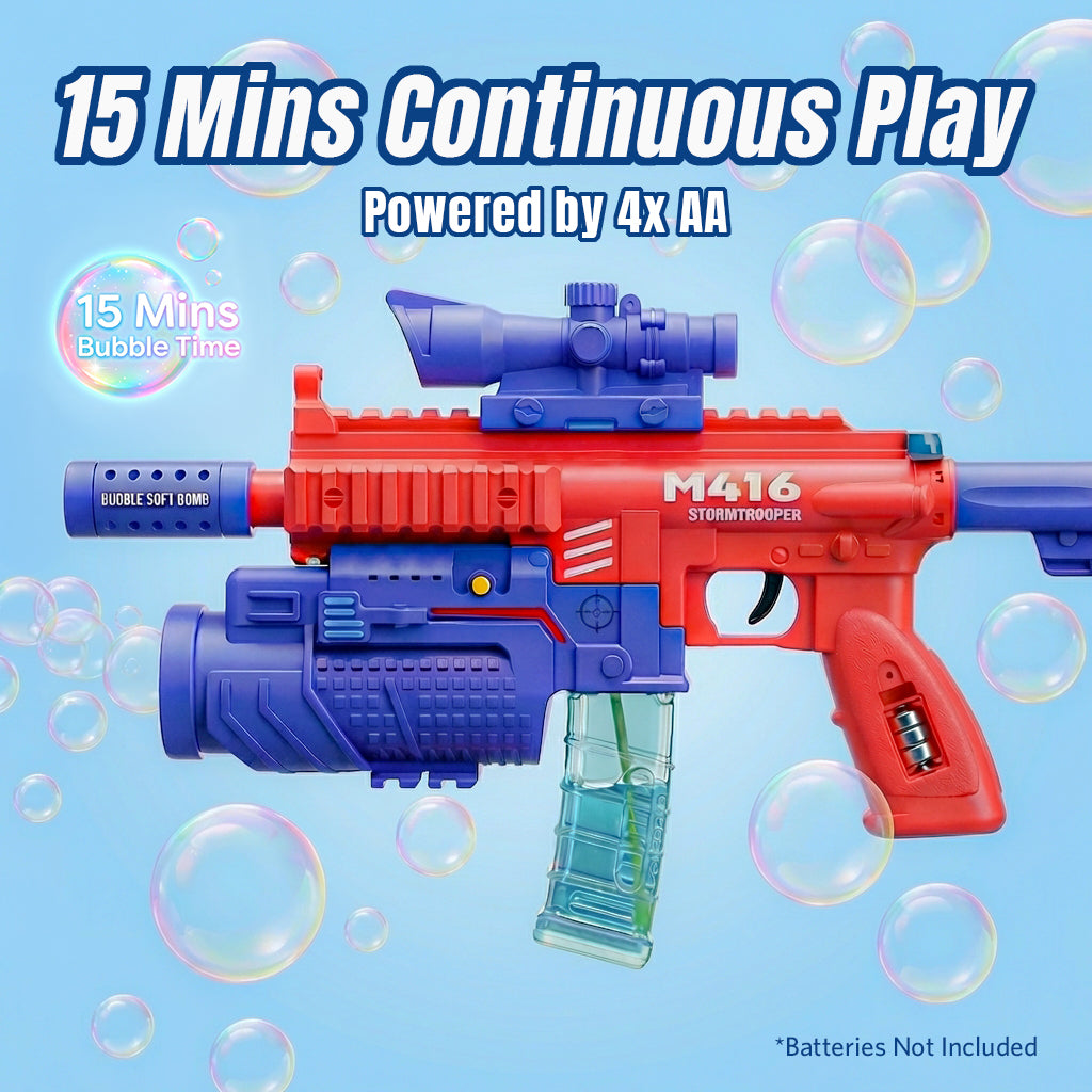 Tokky Pistolet Jouet 2-en-1 pour Enfants, Machine à Bulles Entièrement Automatique et Lanceur de Pistolet à Fléchettes Souples à Ventouse