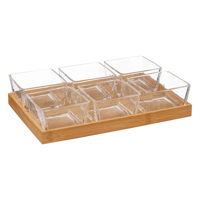 Secret de gourmet Set d'apéritif 7 pièces - Bambou et verre