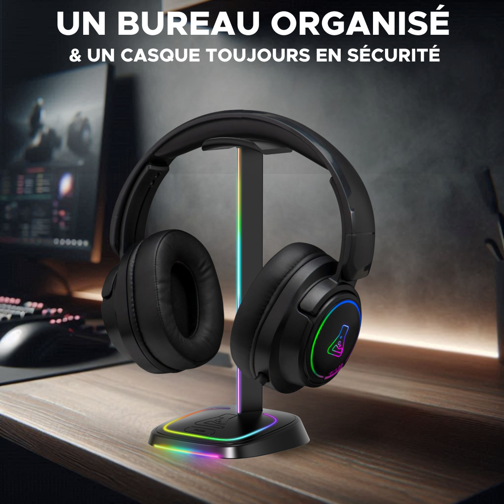 THE G-LAB K-Stand RGB Neon Support de Casque Gaming avec RGB - Noir