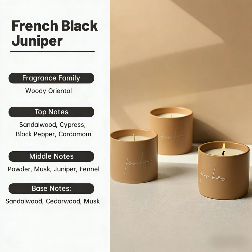 Zooly Bougie parfumée Céramique de Dongyang - Genévrier noir français (marron clair), 250 g, 1 pièce