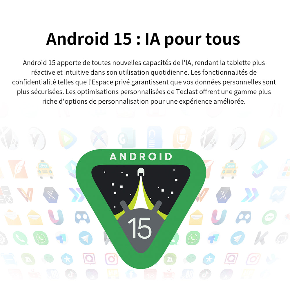 TECLAST P50 Tablette Android 15 11 pouces, 90 Hz, Unisoc T606 huit cœurs, 12 Go RAM, Stockage 128 Go, Wi-Fi double bande, 7 000 mAh avec ensemble d'accessoires