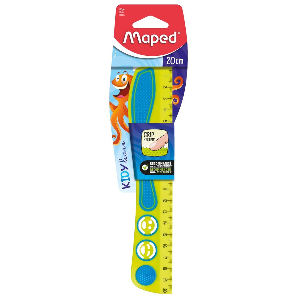 Maped Kidy'Grip Set de Règles – Règles de 20 cm + 30 cm, Système de Préhension Antidérapant, Graduations Ultra-Lisibles, Bleu/Vert