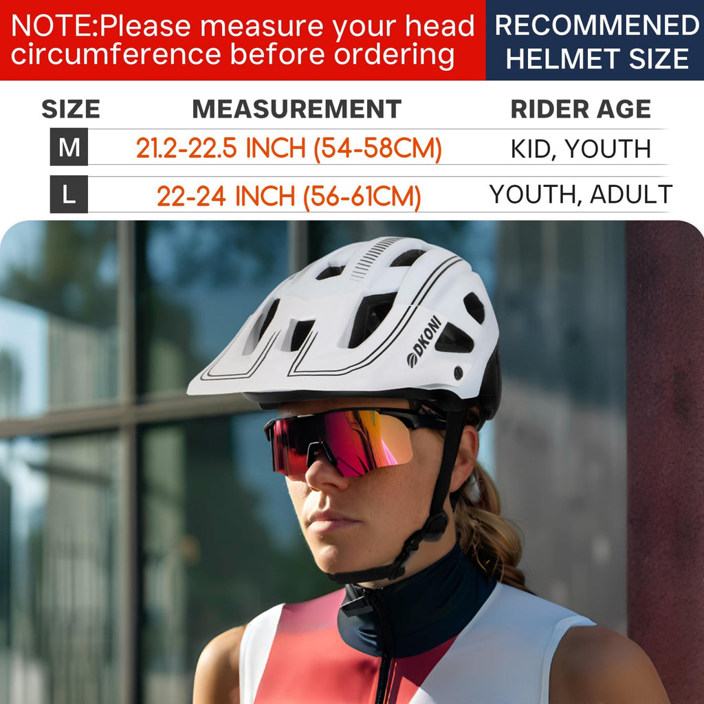 DKONI HS-062 Casque de vélo de montagne adulte noir/blanc - Taille L 56-61 cm