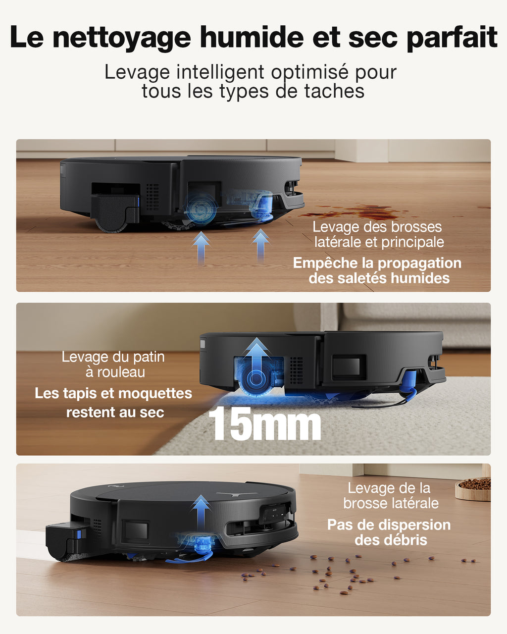 ECOVACS T90 PRO Robot aspirateur et laveur (Noir) avec station OMNI tout-en-un, puissance d'aspiration jusqu'à 30 000 Pa, lavage automatique OZMO ROLLER 3.0