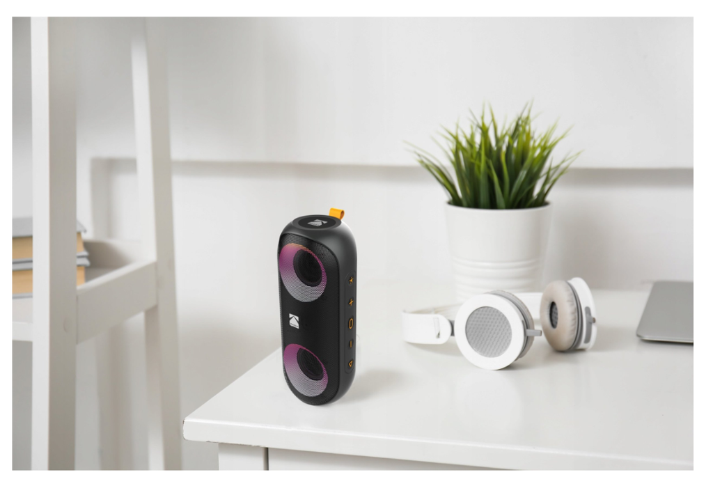 Kodak Enceinte portable sans fil 2 x 10 W IPX6 - Batterie rechargeable : 7,4 V/2000 mAh