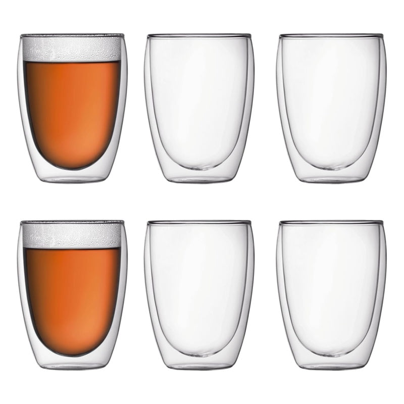 Lot de 2 Grandes Tasses en Verre Double Paroi 350ml, Résistantes à la Chaleur en Borosilicate, Compatibles Micro-ondes, Idéales pour Café, Thé, Lait, Jus, Glace et Desserts, Parfaites pour Boissons Chaudes et Froides