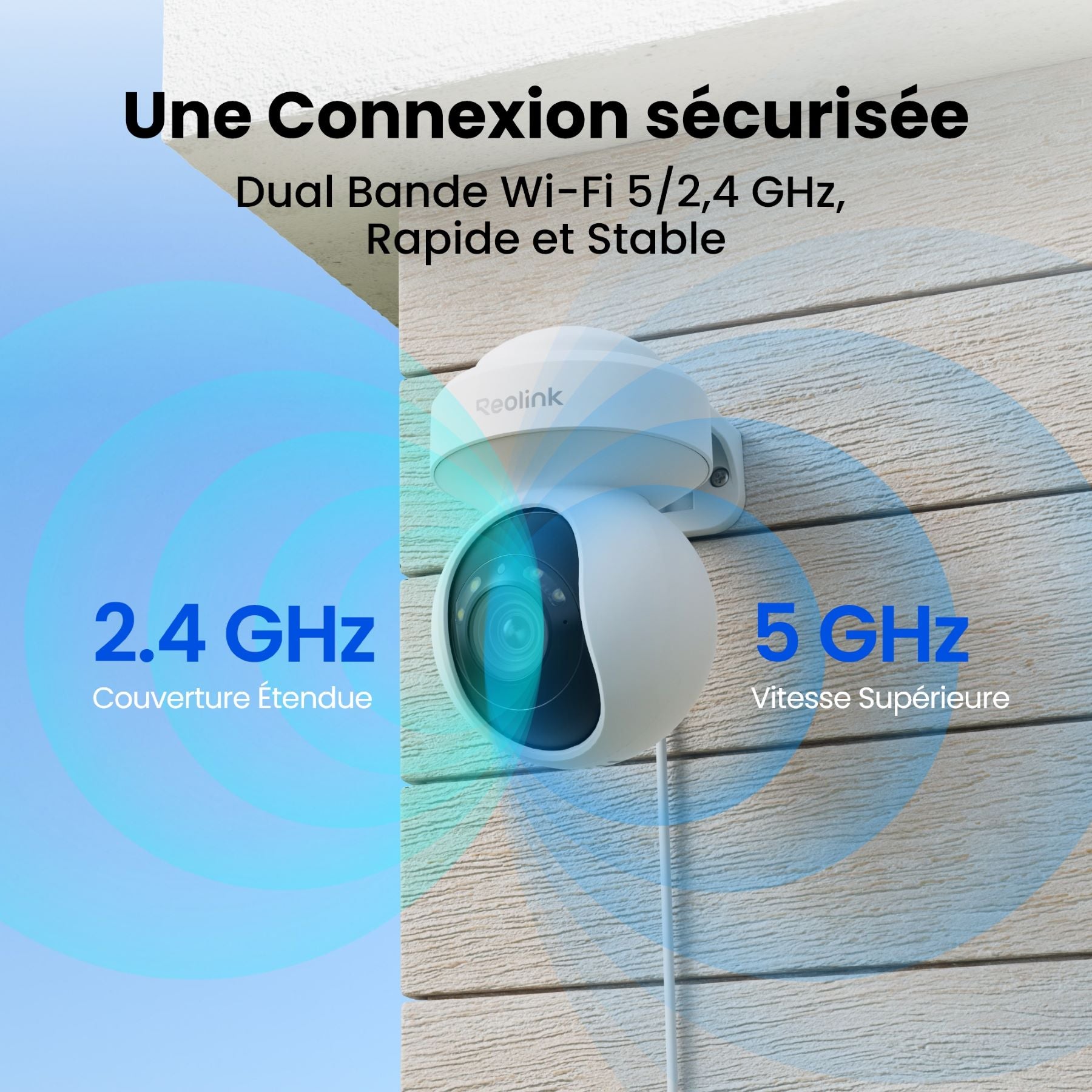 REOLINK E540 Caméra Wi‑Fi d’extérieur 2K+ 5 MP avec zoom optique 3x, panoramique et inclinaison – Blanc