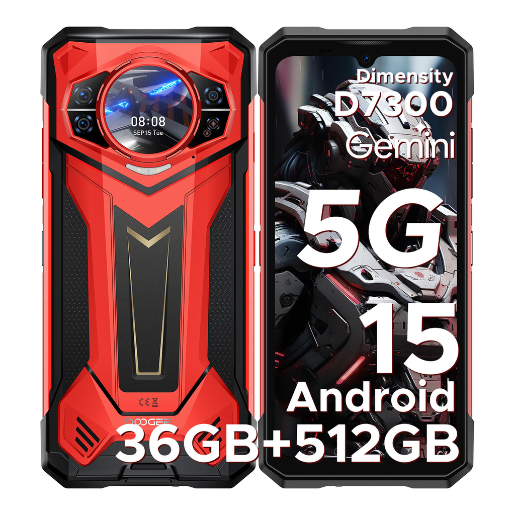 DOOGEE S200 Plus smartphone robuste 5G, Dimensity 7300, mémoire 16 Go+20 Go + stockage 512 Go, écran dynamique arrière 1,32 in, Android 15, batterie 10100 mAh, caméras de vision nocturne 100 MP+20 MP, 6,72 in, 120 Hz, NFC, Gemini AI double SIM