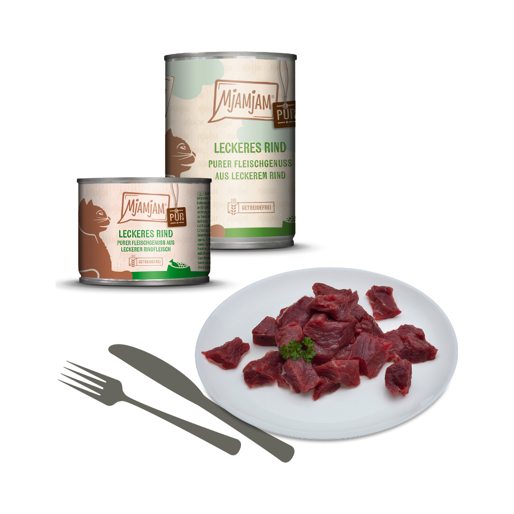 MjAMjAM [Peut être servi frais pour l'été] Aliment humide pur pour chat au bœuf - 400 g x 6