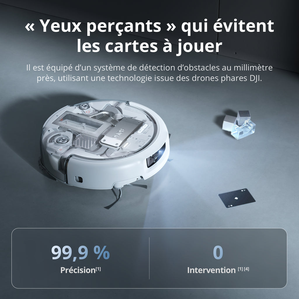 DJI ROMO P Aspirateur Robot Laveur avec design Transparent, Aspiration 25 000 Pa, Détection De Niveau Drone, Deux Bras Robotiques, Fonctionnement sans Entretien 200 Jours