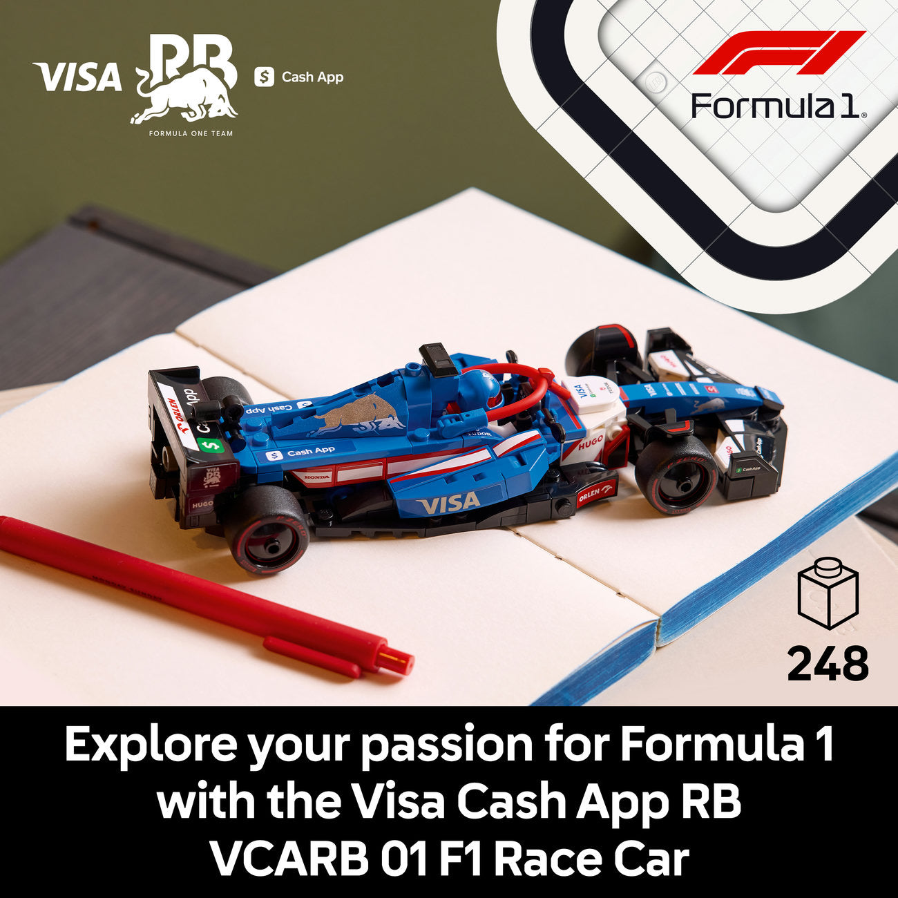 LEGO Speed Champions 77246 Ensemble de construction de voiture de course F1 Visa Cash App RB VCARB 01