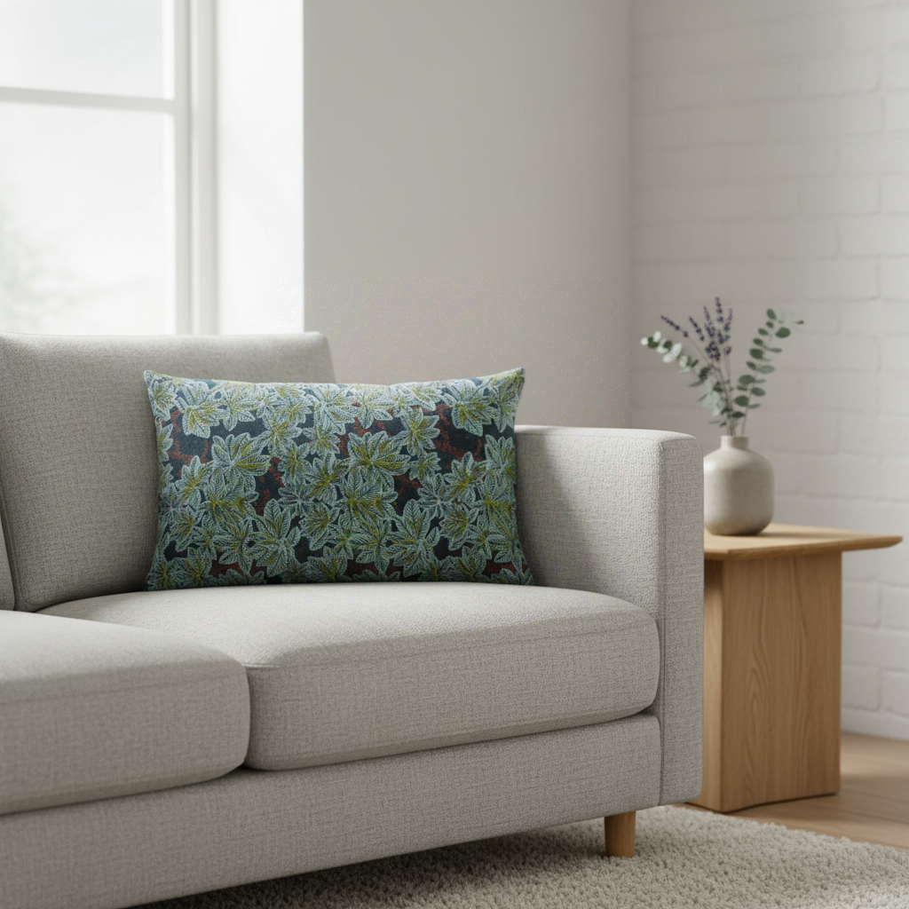 Housse de coussin imprime ariane petrole