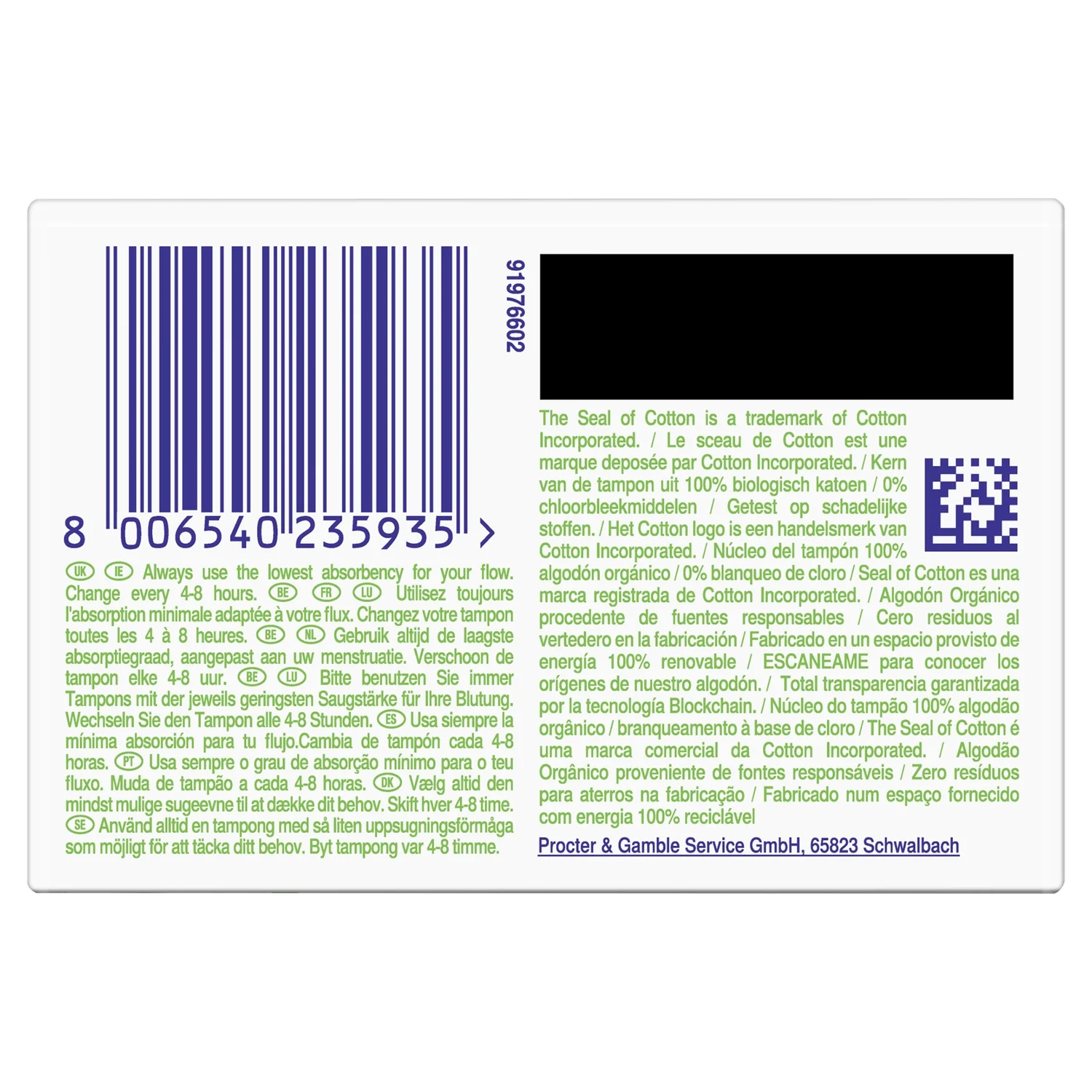 TAMPAX Cotton Protection, tampons réguliers avec applicateur-14 unités
