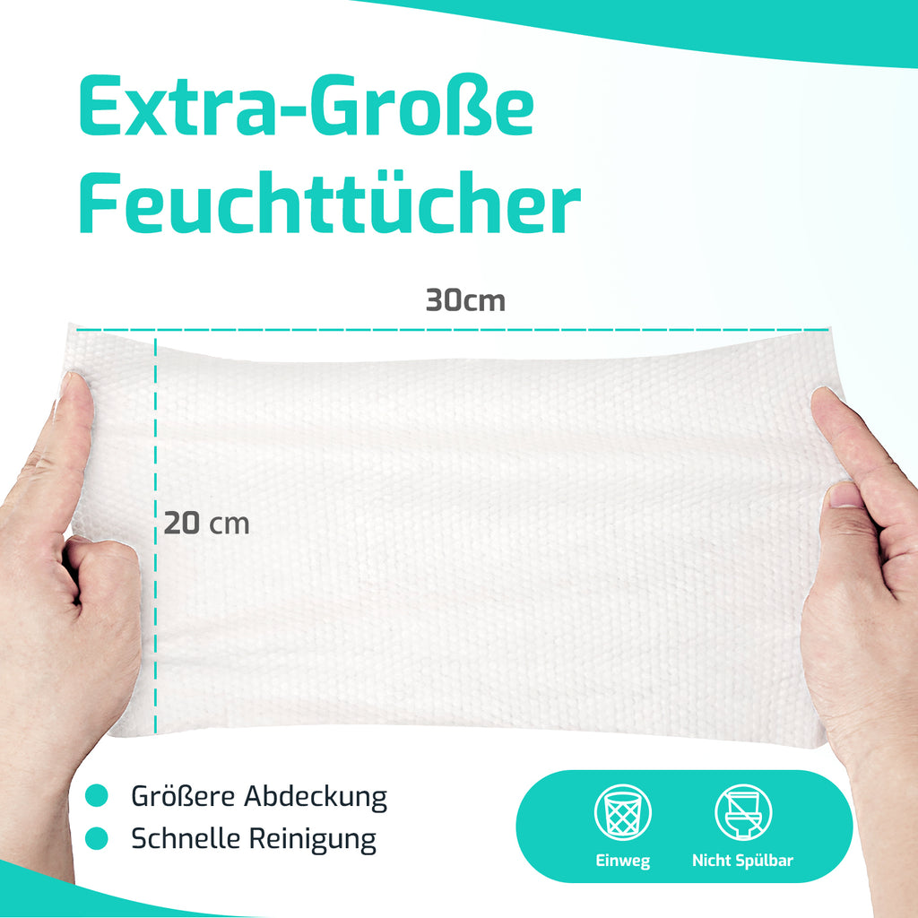SUNKISS Trustplus Lot de 200 lingettes nettoyantes extra-épaisses pour incontinence et hygiène intime adulte - 20 x 30 cm