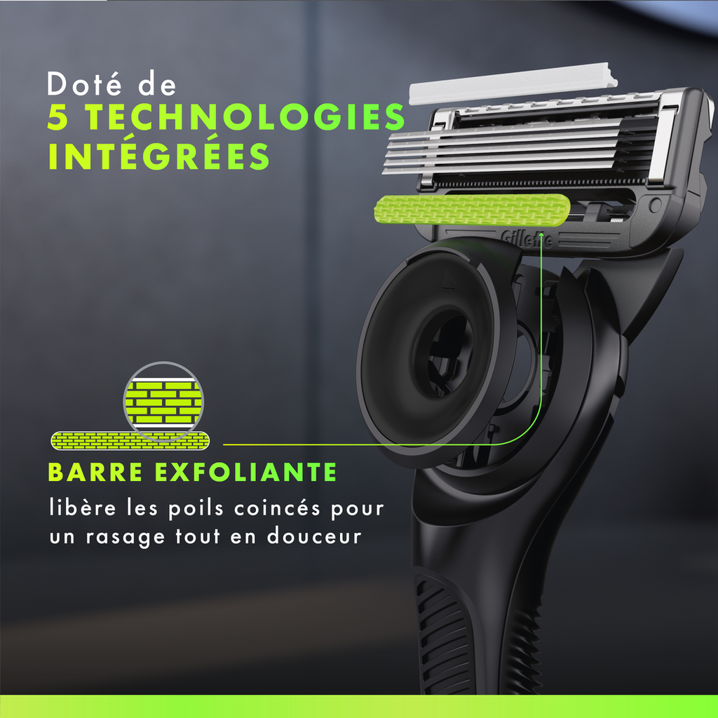 Gillette Labs Rasoir Homme, 1 Recharge, Multicolore, Edition UCL | Manche Réutilisable en Métal, Cartouche de Rechange à Lames Affutées, Tête Flexible, Rasage avec la Technologie FlexDisc 2D