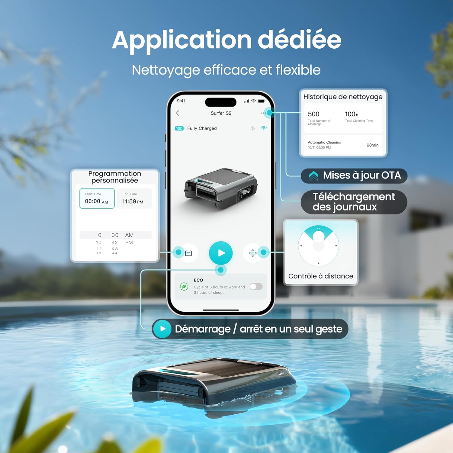 AIPER (2026 Nouveau) Scuba S1 + EcoSurfer S2 – Pack Robot Piscine sans Fil & Robot Skimmer Solaire | Nettoyage Fond, Parois, Ligne d’Eau & Surface 24/7, Double Filtration, Contrôle Via Application