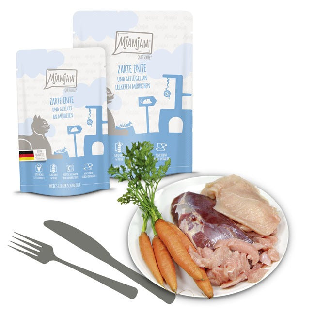 [Peut être servi frais pour l'été] MjAMjAM Quetschie Nourriture humide pour chat canard volaille carotte 125 g x 12