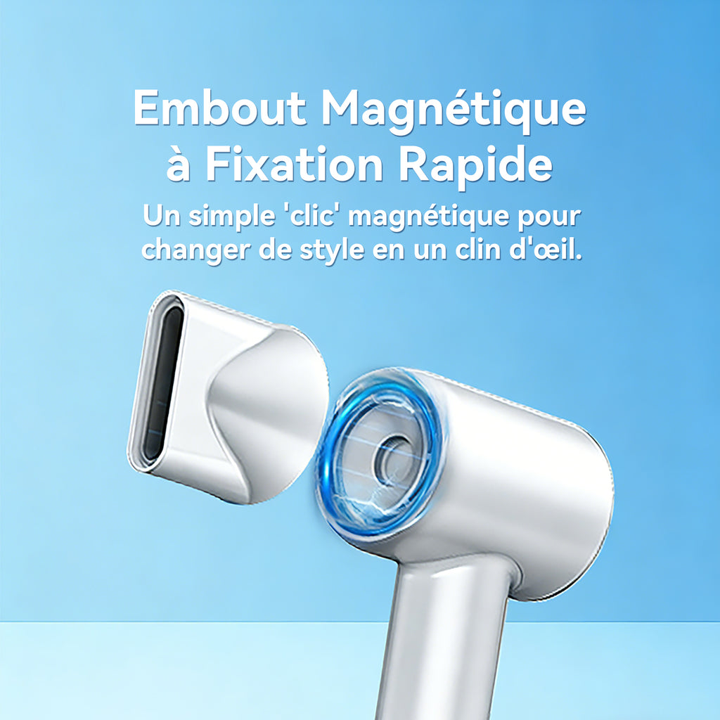 Huikeda Sèche-cheveux à haute vitesse 110 000 tr/min, ionique avec moteur sans balais, séchage rapide 1500 W avec embout magnétique à 360°