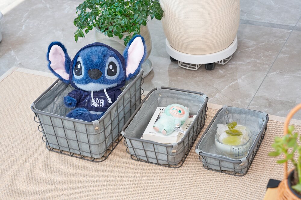 KEVAHOME panier de rangement en maille métallique gris taille S/lot de 3 doublure intérieure grise 15.5×11.5×7.5 pouces 13×9×5 pouces 11.5×7.5×3.5 pouces promotion du Nouvel An