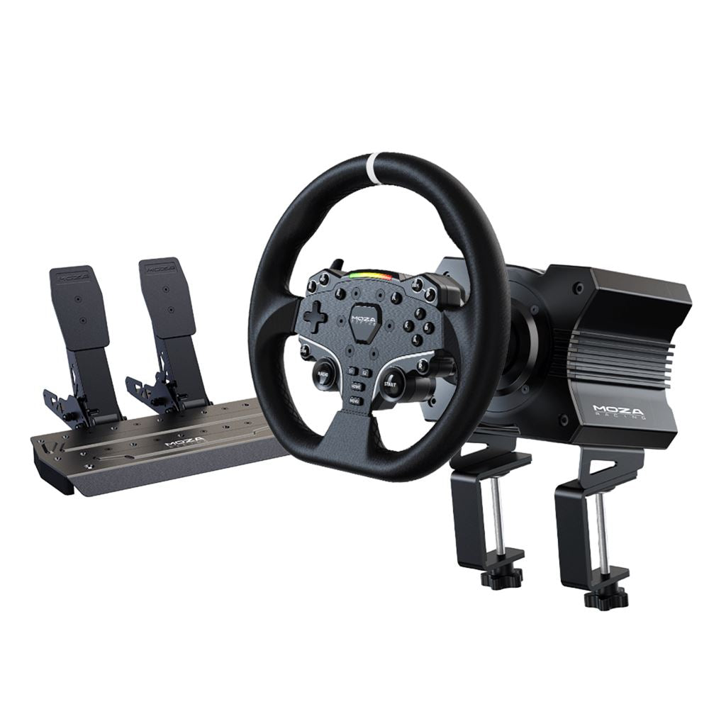 Moza Racing Pack R5 Racing Simulator Bundle pour PC - Inclus Volant de Course, Base de Volant et Pédales